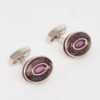 Tateossian Rhodium Sterling Silver Purple Oval Swarovski Cufflinks