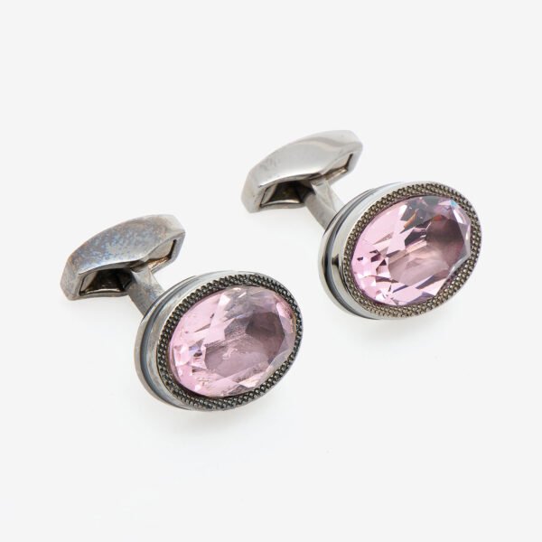 Tateossian Gunmetal and Light Amethyst Oval Cufflinks