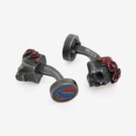 Tateossian Gunmetal Grateful Dead Gothic Roses Skull Cufflinks PCL0258