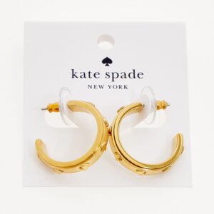 Kate Spade Spot The Spade Gold Metal Hoop Earrings KH266 Boxed