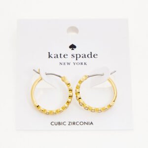 Kate Spade O0RU2767 Full Circle Huggies Earrings Clear Gold Plated CZ