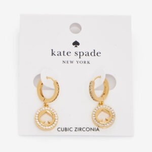 Kate Spade Spot The Spade Pave Huggie Earrings Clear Gold K9175