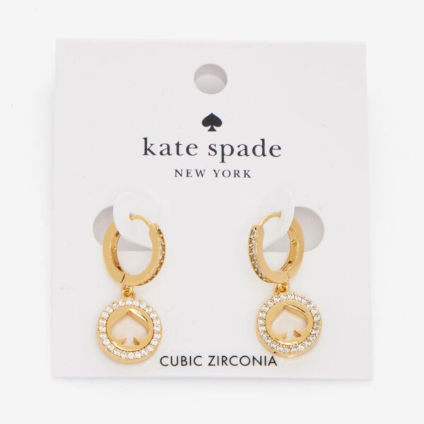 Kate Spade Spot The Spade Pave Huggie Earrings Clear Gold K9175