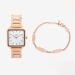 Cluse La Tétragone Rose Gold Watch White Dial & Bracelet Gift Set CG10316