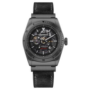 Ingersoll I13902 Scovill Automatic Men’s Skeleton Watch Black Leather 43mm