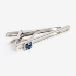 Tateossian Sterling Silver & Blue Crystal Tie Clip TC0623 – Elegant Designer