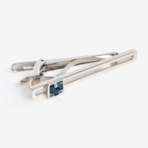 Tateossian Sterling Silver & Blue Crystal Tie Clip TC0623 – Elegant Designer