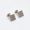 Tateossian Titanium Multicolour Square Stripe Cufflinks CL6493