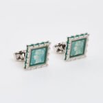 Tateossian Regalia Victoria Palladium Green Stamp Cufflinks CF1394