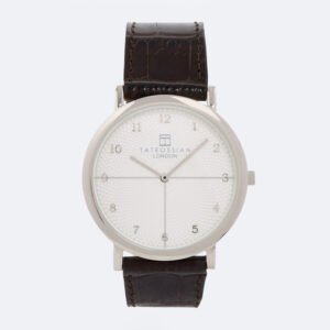 Tateossian Rotondo Guilloche Ultra Slim Men’s Quartz Watch Leather Strap WA0093