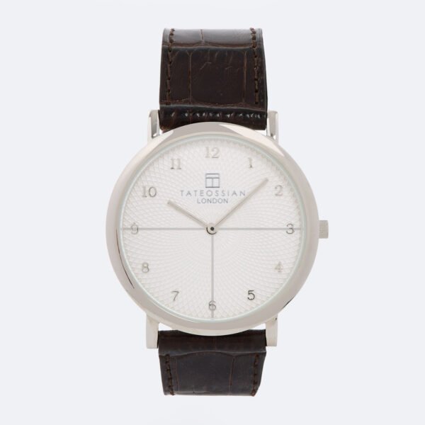 Tateossian Rotondo Guilloche Ultra Slim Men’s Quartz Watch Leather Strap WA0093