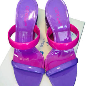 Off-White Shade Meteor Ombré Patent Leather Mules Sandals Pink Purple