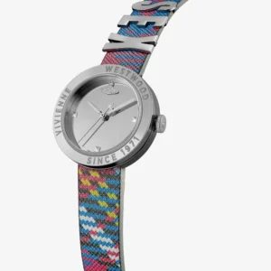 Vivienne Westwood Ladies Rebel Silver Dial Fabric Strap Watch VV303SLMT