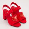 Love Moschino Red Quadra85 Heart Logo Heeled Sandals