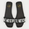 Love Moschino Black Leather Flat Sandals UK5–7 | Designer Logo