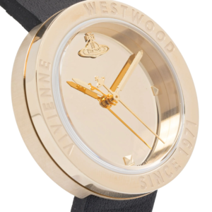Vivienne Westwood Rebel Ladies Gold Case Black Leather Watch VV303BKGD
