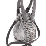 Diesel D-Vina-XXS Distressed Mini Bag Black Denim Logo Chain Unisex