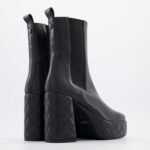 Russell & Bromley Mega Black Leather Platform Heeled Ankle Boots UK 7