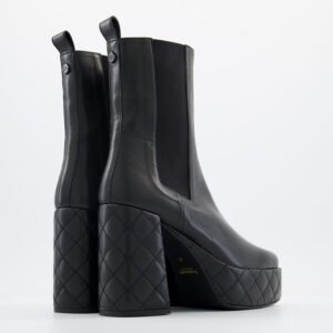 Russell & Bromley Mega Black Leather Platform Heeled Ankle Boots UK 7
