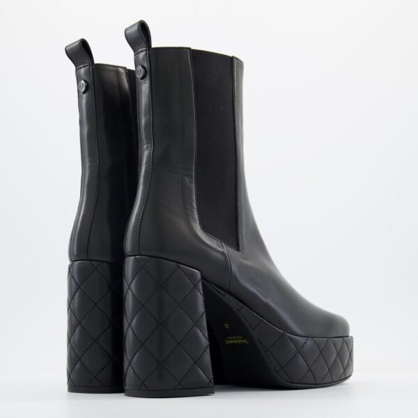 Russell & Bromley Mega Black Leather Platform Heeled Ankle Boots UK 7