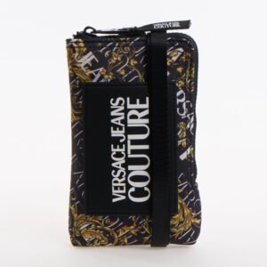 Versace Jeans Couture Range Logo Print Wristlet Pouch Black