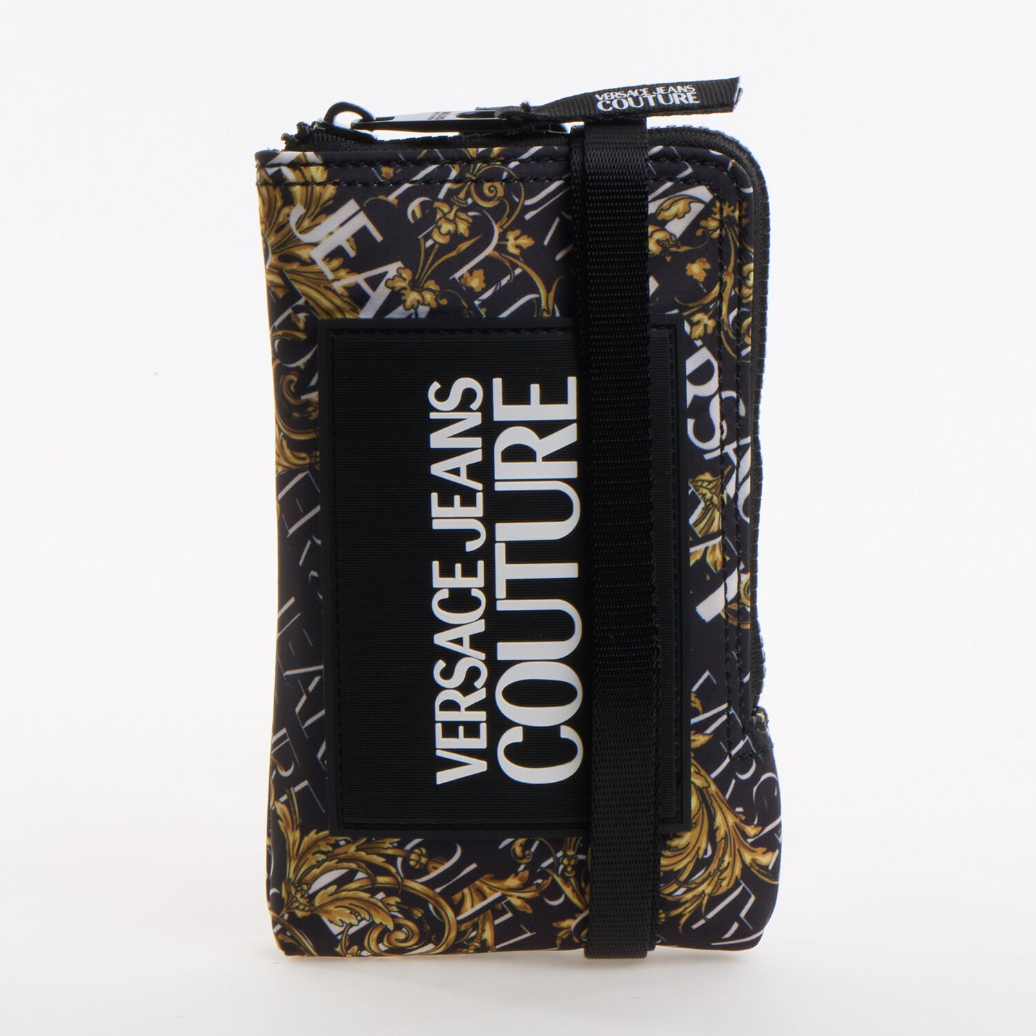 Versace Jeans Couture Range Logo Print Wristlet Pouch Black