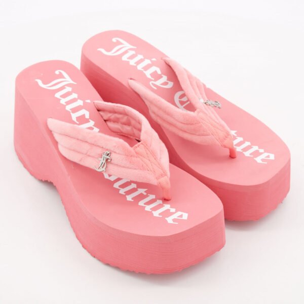 Juicy Couture Y2K Pink Whitney Velour Charm Wedge Sandals UK7