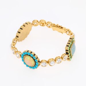 Kurt Geiger London Gold Crystal Pearl Charm Bracelet Regency Style