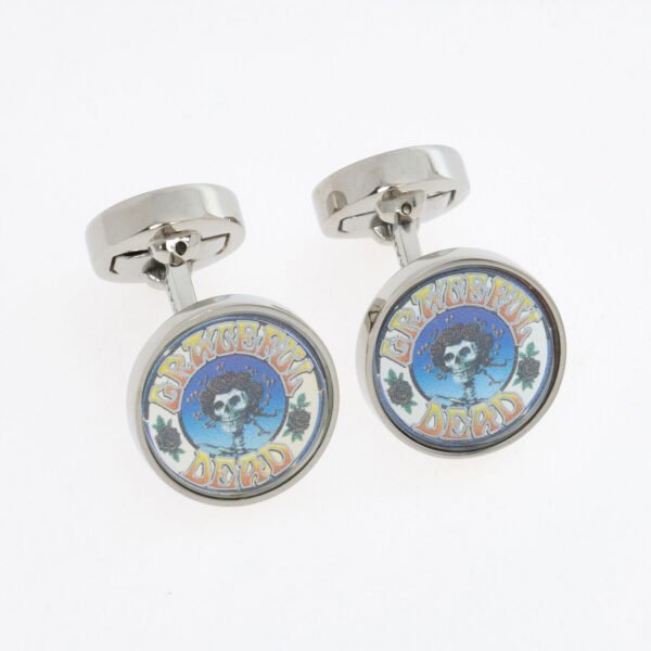 Tateossian Grateful Dead Cufflinks Silver Tone Enamel Boxed PCL0263