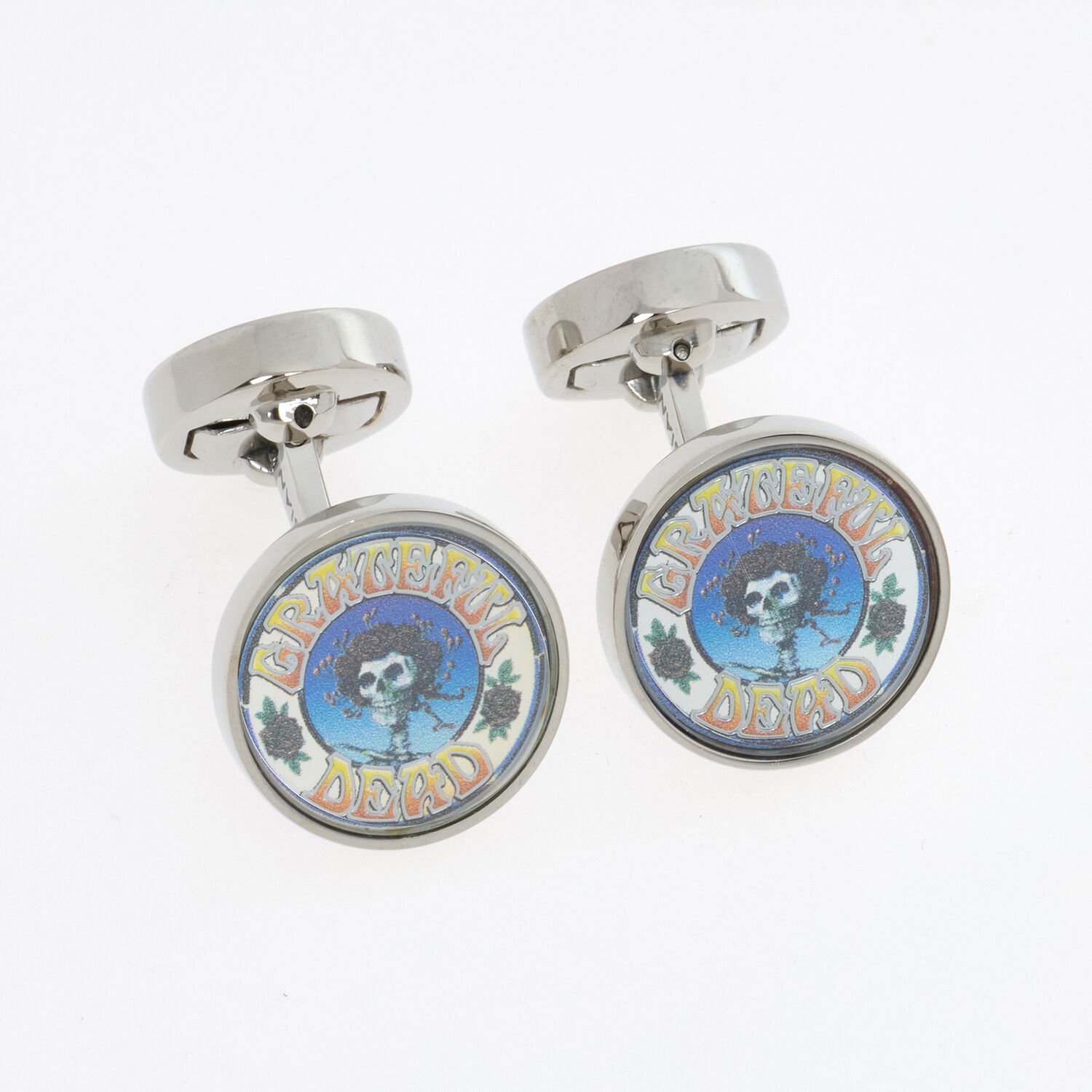 Tateossian Grateful Dead Cufflinks Silver Tone Enamel Boxed PCL0263