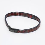 Tateossian Mosaic Bracelet Black Red Glass Beads Large BR4051