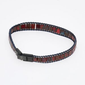 Tateossian Mosaic Bracelet Black Red Glass Beads Large BR4051