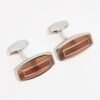 Tateossian Silver Brown Rhodium Optic Glass Cufflinks Boxed