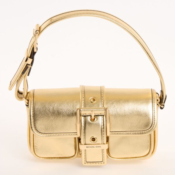 Michael Kors Colby XS Gold Metallic Leather Shoulder Bag Mini Grab