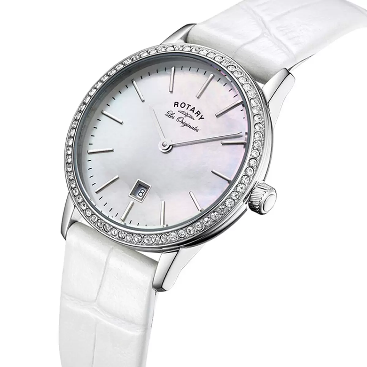 Rotary Les Originales Ladies Watch LS90050/07 MOP Dial Leather Strap