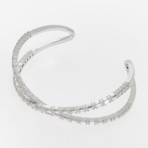 Swarovski Cuff Bangle Hyperbola Infinity White Crystal Rhodium Plated