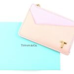 Tiffany & Co Pink Leather T Zip Card Holder Coin Purse Wallet Italy