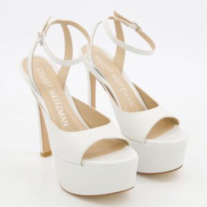 Stuart Weitzman Sandals Tia Hollywood White Leather Platform Heel UK 7.5
