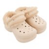 Crocs Bae Lined Platform Clogs Cream/Pink Fleece Fur Unisex UK 9
