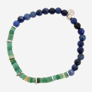 Tateossian Bracelet OCEANA Roman Glass Blue Sodalite Mens 19cm BR0292