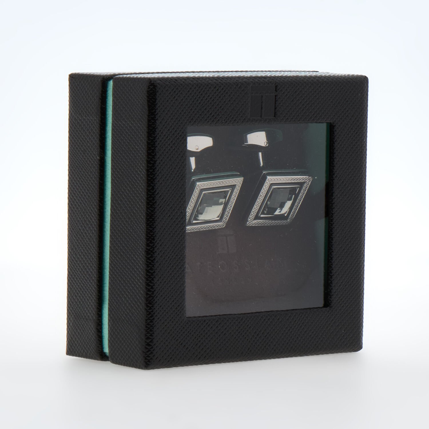 Tateossian Cufflinks Rhodium Black Enamel Swarovski Quadrato CL8923 5 Tateossian Cufflinks Rhodium Black Enamel Swarovski Quadrato CL8923