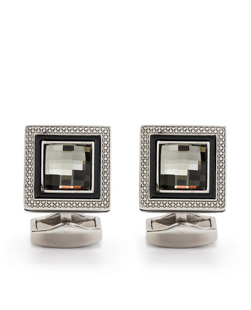 Tateossian Cufflinks Rhodium Black Enamel Swarovski Quadrato CL8923 7 Quadrato Cufflinks 20220927093731