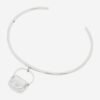 Diesel Bracelet D Logo Stainless Steel Open Cuff Bag Charm Silver