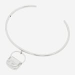 Diesel Bracelet D Logo Stainless Steel Open Cuff Bag Charm Silver