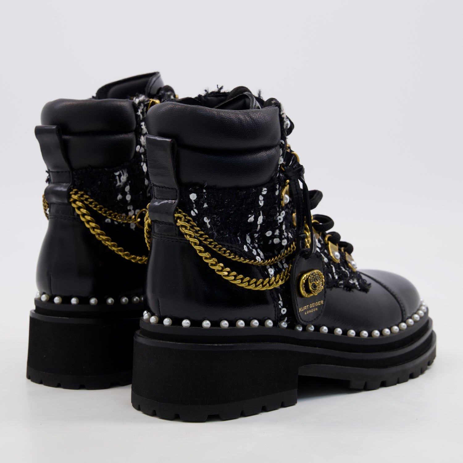 Kurt Geiger Combat Boots Chelsea Black White Leather UK6 EU39 US8.5 7 25239879 large wl 02