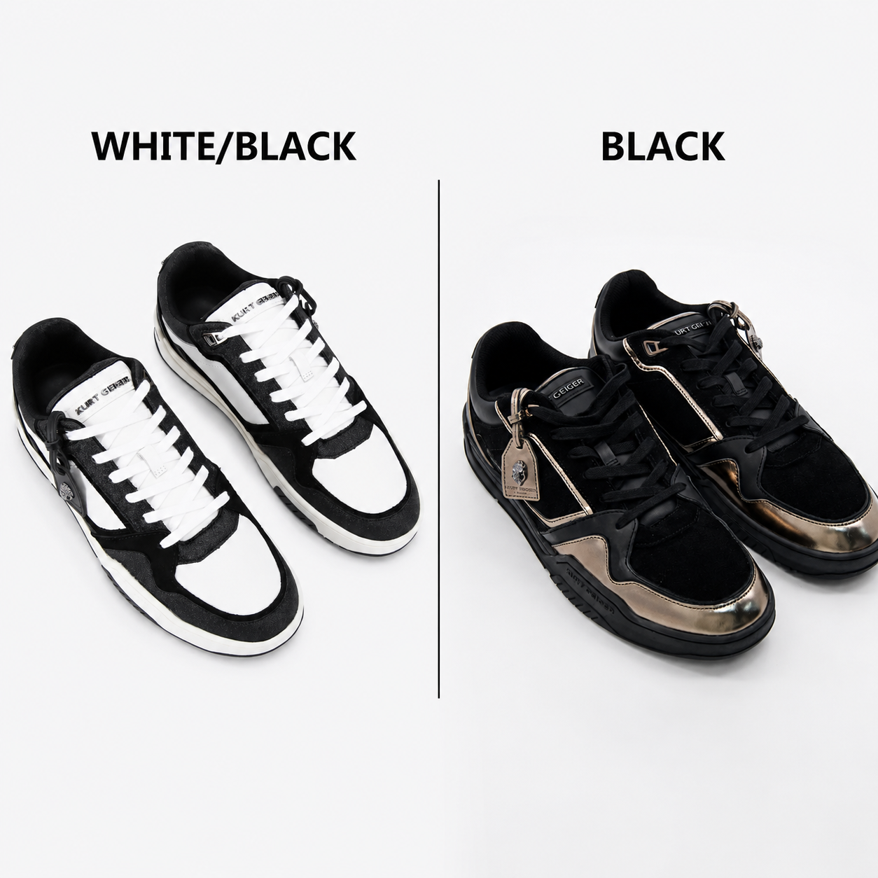 Kurt Geiger Regan Sneakers Men's Leather Suede Low Top Trainers 2 Kurt Geiger Regan Sneakers Men's UK Black Leather Suede Low Top Trainers