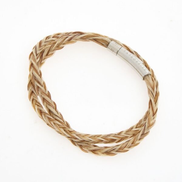 Tateossian Wrap Bracelet Brown Woven Horsehair Double Wrap Silver Clasp BL4834