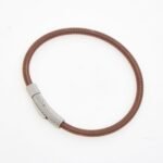 Tateossian Seta Etched Click Bracelet Brown Stainless Steel Nylon Wire 20cm 26 Tateossian Seta Etched Click Bracelet Brown Stainless Steel Nylon Wire 20cm BR3927
