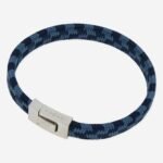 Tateossian Woven Bracelet Navy Striped Silver Tone Clasp Men's 20cm Boxed