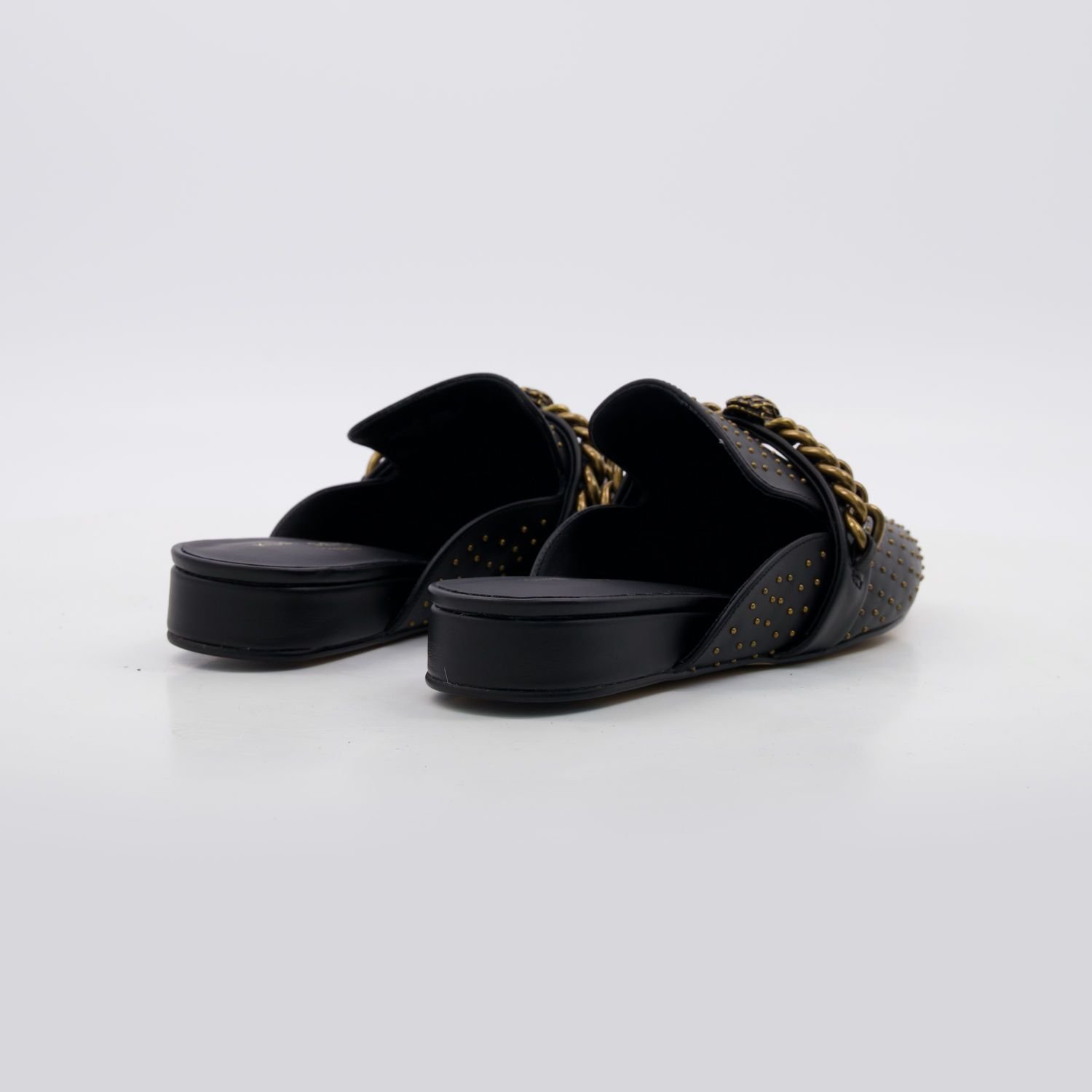 Kurt Geiger Mule Chelsea Black Leather Chain Studded Slip On Flat Loafers 7 wp 17846941107376983233213475429868
